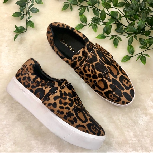 Calvin Klein Shoes - Calvin Klein Leopard Calf Hair Platform Sneakers